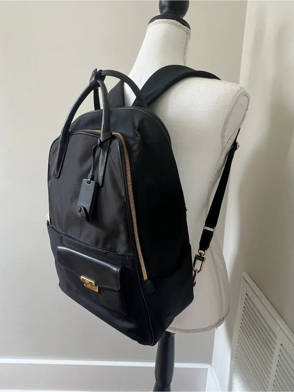 TUMI Larkin Portola Convertible Backpack Tote - Black/Gold - Good Condition